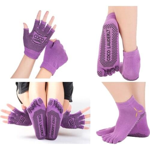 Women Yoga Socks Anti-slip Five Fingers Cotton Silicone Non-slip 5 Toe Breathable Sock Ballet Gym Fitness Sports Sock And Glove