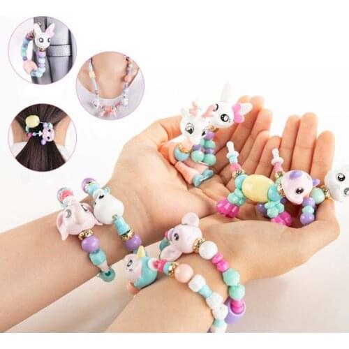 1/5 pcs Girls Toys Handmade Beads Bracelet Party Bracelets for Kids DIY Magic Animals Variety Bracelets Necklace Education Gifts