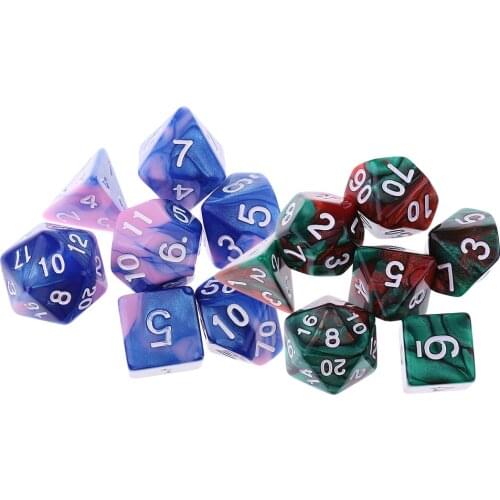 14PCS Polyhedral Dice 16mm D20 D12 D10 D8 D6 D4 for Board Games