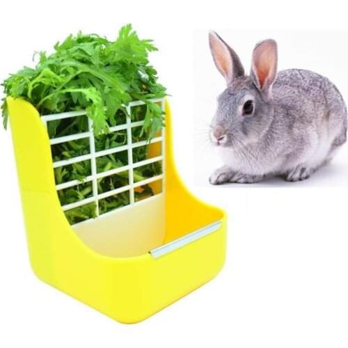 2 in 1 Rabbit Guinea Pig Chinchilla Hay Grass Feeder Rack Pet Food Feeding Bowl without dirtying the cage