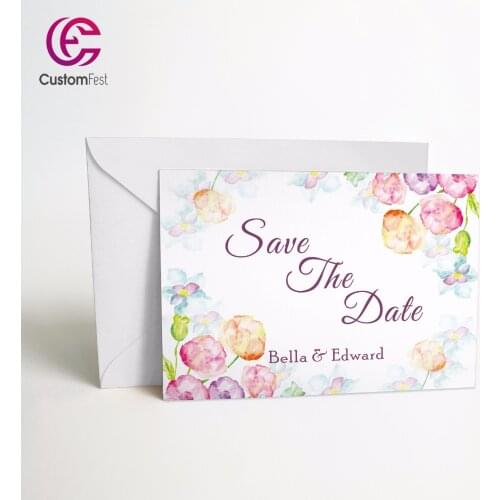 50pcs/lot Personalized Thank you card or save the date card with free envelop floral flower 033