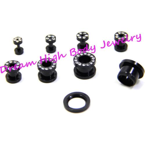 Acrylic Flesh Tunnel Ear Plug Nail Earring with Crystal Gem 8Colors 8 Size Ear Expander Free Shipping You can choose colors