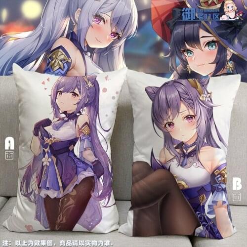 Anime Genshin Impact Qiqi Astrologist Mona Megistus Half-Length Sexy Small Pillow Japanese Otaku Cushion Character Bed Linings