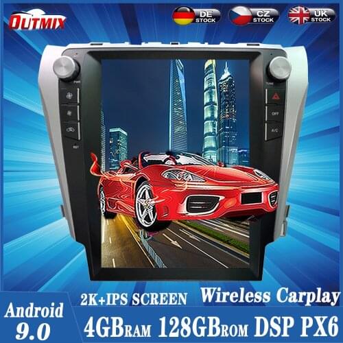 Wireless Carplay Tesla Style Android 9.0 4G Car Radio GPS Navigation For Toyota Camry 2012-2015 Multimedia Player Unit 2K Screen