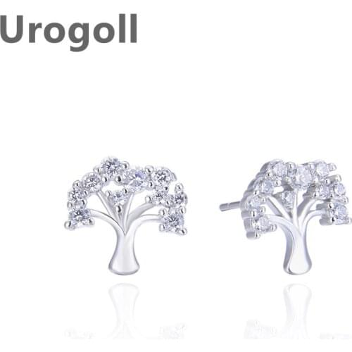 Noble Women Earring 925 Sterling Silver Jewelry Zircon Tree Shape Earrings Zircon Silver Earrings For Girl Dress Up