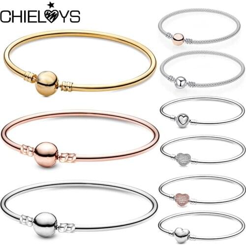 Sterling Silver Color 3mm Bangles Bracelets Fit Original Charm Bracelet For Women Men DIY Jewelry Making 2021 Trand Dropshipping