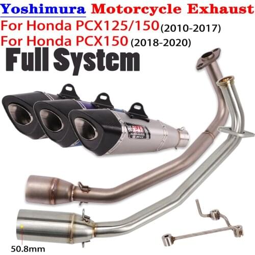 For Honda PCX125/150 2010-2017 PCX150 2018-2020 Yoshimura Motorcycle Exhaust Full System Escape Moto Muffler Front Link Pipe