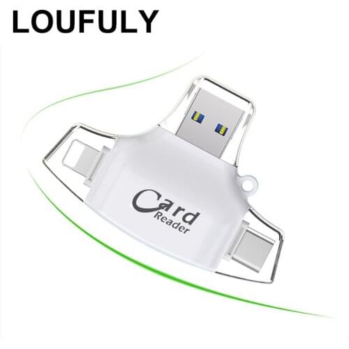 For iPhone Card Reader Multi-function 4 in 1 TF SD Card Reader For Camera OTG Card Reader