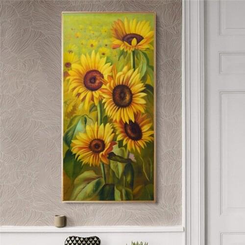 Sunflower wall art pictures modern big size wall pictures for living room quadro decoration canvas painting poster prints