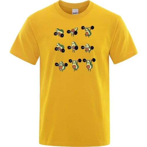 Cartoon Cute Exercised Avocado Print T-Shirt Mans Fashion Oversized Tshirts Casual S-Xxxl Clothing Street Retro For Men T-Shirts