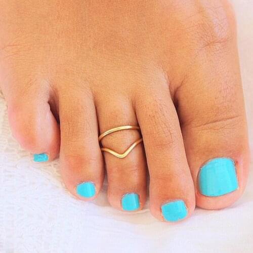 2PCS 925 Silver Toe Ring Handmade Jewelry Adjustable Anillos Mujer Gold Filled 15mm Hoop Rings For Women Foot Jewelry Bague