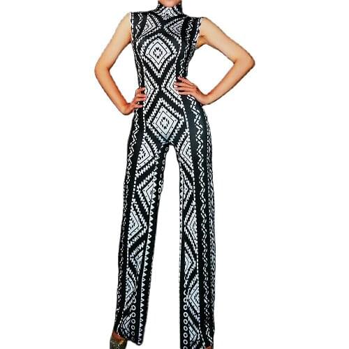 Sleeveless National Style Women Jumpsuit Loose Backless Fashion Romper Prom Birthday Celebrate Costumes One-Piece Dance Wear