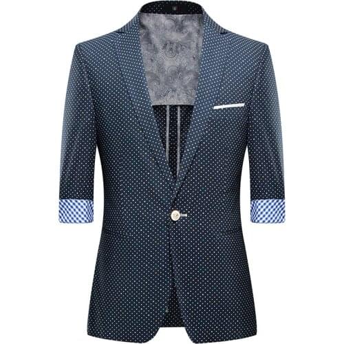 Men Casual Blazer Slim Fit Bracelet Sleeve Suit Jacket Spring Summer Fashion Daily Life Stage Costume Single Breasted One Button