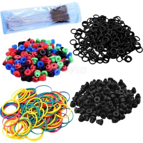 Tattoo Supplies Kit 100 O-rings 100 Elastic Rubber Bands 100 Grommets 100 Nipples & Brush Set Tattoo Machine Tool Supplies