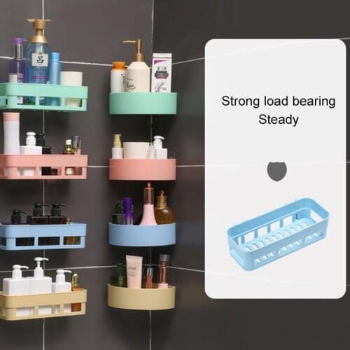 Wall Mounted Multifunction Shelf Snap Up Corner Shelf Plastic Bathroom Shelf Organizer Drainage Shelf Shower Storage Rack