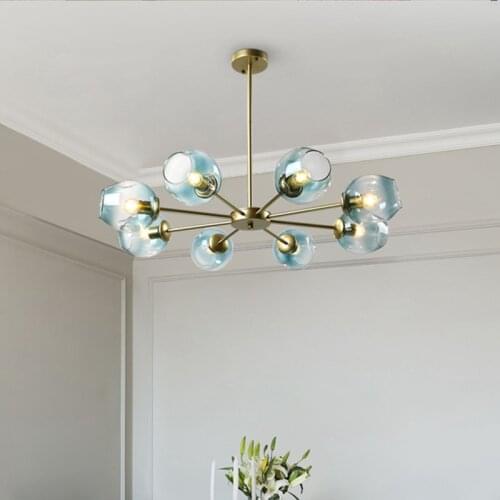 Nordic LED Glass Iron Chandelier Lighting Modern Luxury Ceiling Light Dining Room Light Living Room Chandelier Home Hanging Lamp