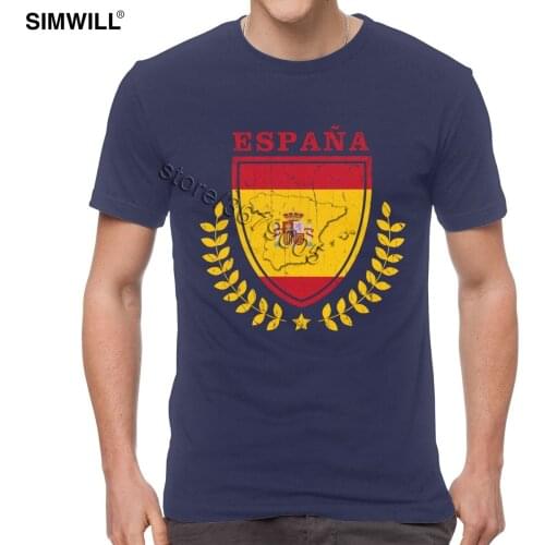 Novelty New Arrival Tees Men Eco Cotton SPAIN T-shirt Spanish Flag Espana Emblem T Shirt Short Sleeves Round Neck national pride