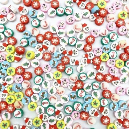 New 30pcs/Lot 10mm Christmas Snowman Clay Spacer Beads Polymer Clay Beads for Jewelry Making DIY Handmade Accessories