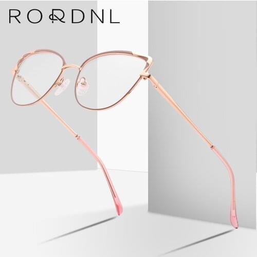 Cat Eye Optical Glasses Frame Women Myopia Prescription Eyeglasses Frame Ladies Stainless Steel Eyewear Female Fashion Brand