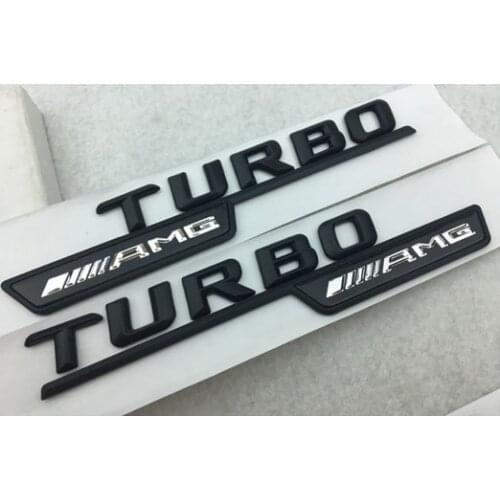 A Pair of Black TURBO AMG 4MATIC Auto Trunk Tailgate Emblem Badge Decals Sticker Car Accessories