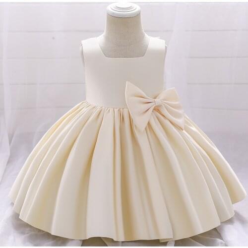 Baby Girl Princess Champagne Dress Elegant Sleeveless Gown Baby Girl Wedding Dress Kids Party Vestidos for Baby Clothes