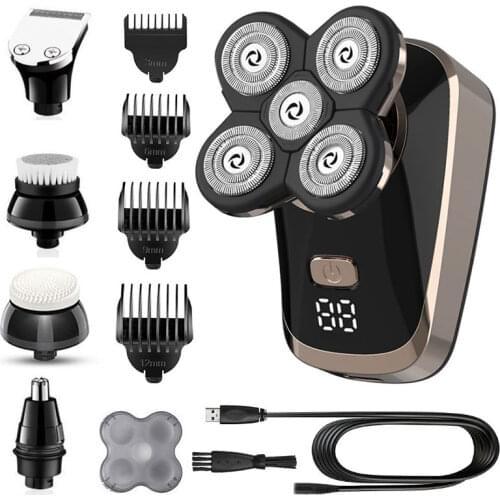 LED dosplay powerful wet dry electric shaver beard hair trimmer facial and body electric razor balds shaving machine for men