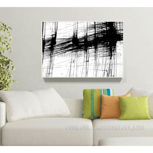Top Artist Hand-painted High Quality Abstract White and Black Art Picture for Wall Decoration Abstract Canvas Oil Painting