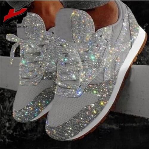 NAN JIU MOUNTAIN 2019 Spring Autumn Thick-Soled Casual Shoes Breathable Rhinestones Sports Shoes 6 Colors Womens Shoes