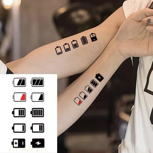 Waterproof Temporary Tattoo Sticker battery power supply mark Fake Tatto Flash Tatoo Body Art tattoos for Girl Women Men kid