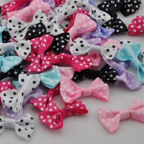 U pick 60 pcs Mix Color Dot Cute satin ribbon bows flowers for Appliques Crafts Wedding A029