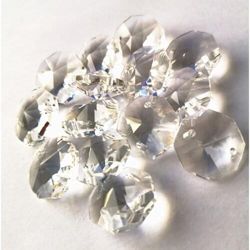 Top Quality 200pcs/lot 16mm K9 Crystal Octagon Glass Beads in two Holes! Wedding Garland Strand Beads Dress Christmas Tree Decor