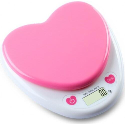 5kg/1g High-Precision Kitchen Scales LCD Portable Digital Scale Weight With Backlight Heart-shaped Food Pink Electronic Scale