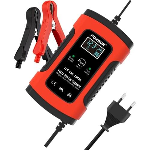 FOXSUR Fully Automatic Battery Charger 110V/220V 12V 5A Smart Fast Power Charging, Smart Lead acid Battery Charger