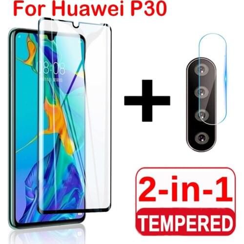 New 2 in 1 borderless tempered glass For Huawei P30 lite Pro Back Camera Lens film screen protector for Huawei P30 lite glass