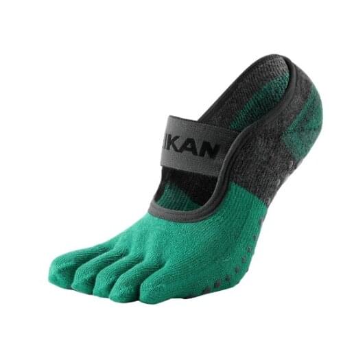 Womens Terry Five Finger Yoga Fitness Floor Socks Indoor Professional Pilates Non-slip Trampoline Dance Split Toe Socks -40