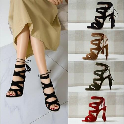 New Women Sandals Thin Bottom Open Toe Sexy Queen Shoes Summer Lace-up Super High Heel Sandals Gladiator Style Party Shoes