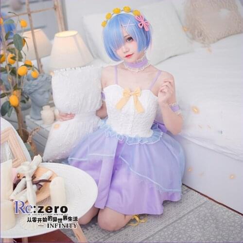 Anime Re:Life in a Different World From Zero Rem Clear Dress Women Cute Cosplay Costume Halloween Carnival Outfits