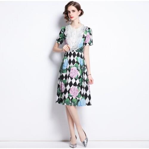 ZUOMAN Women Summer Elegant Dress Festa High Quality Vintage Office Party Robe Femme Runway Lace Designer A-Line Vestidos