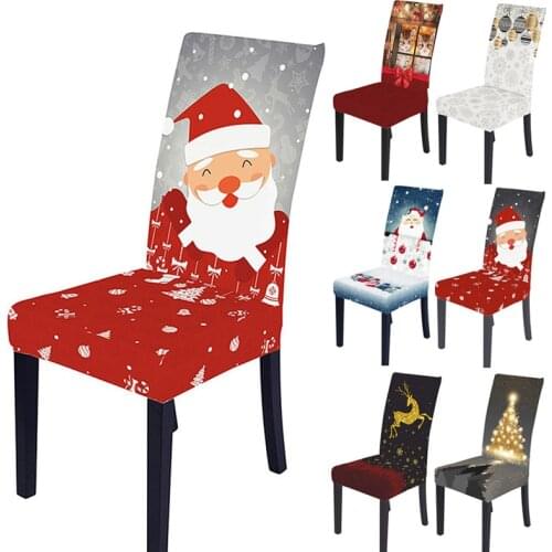 1/2/4/50 Pcs Christmas Chair Cover for Dinner Table and Chairs Santa Claus Spandex Chair Covers Elastic Slipcovers Banquet Decor
