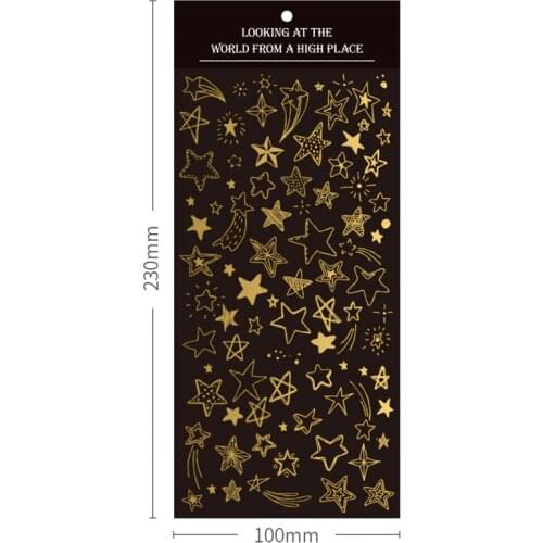 1 Sheets Golden Line Beautiful Stars Paper Sticker Notebook Computer Phone DIY Decorative Stickers