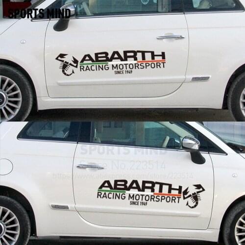 1 Pair Sports mind ABARTH Door Stickers Decal Car Styling For FIAT 500 Punto Ducato Stilo Bravo Grande Punto Panda Linea Doblo