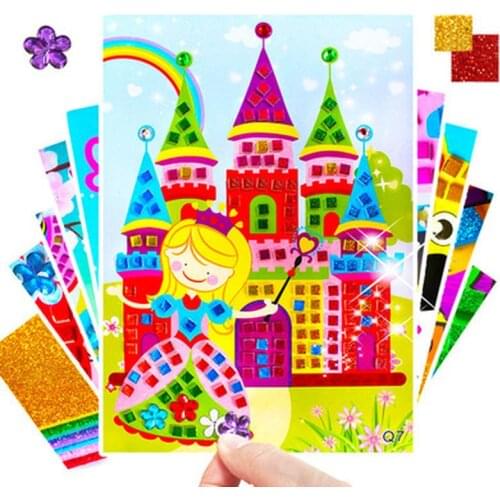 1 pcs Mosaic Art Stickers kids DIY craft Toys Diamond Puzzle Game Handmade Art Cartoon Creative Educational Toys For Children