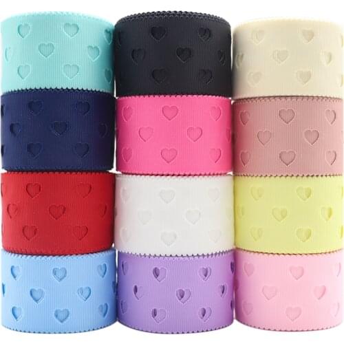 10 Yards 1.5'' 38MM Hollow Heart-Shaped Solid Grosgrain Ribbons For Hair Bows/ Gift Packaging DIY Handmade Materials Y2021080301