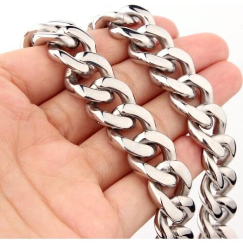 15MM Hotsale 316L Stainless Steel Rose Gold/Gold/Silver Color Curb Cuban Chain Mens Necklace Or Bracelet Heavy Cool Jewelry