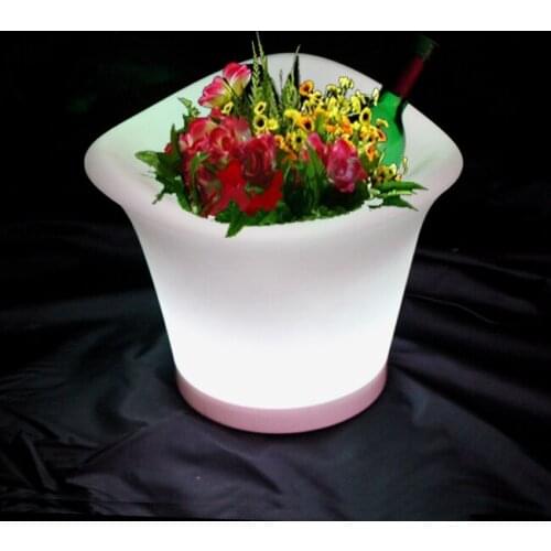 2017 Light up pot round Planter with RGBW led ice bucket light with Remote Control RGBW LED Glowing Flower Pots planter 2pcs/Lot