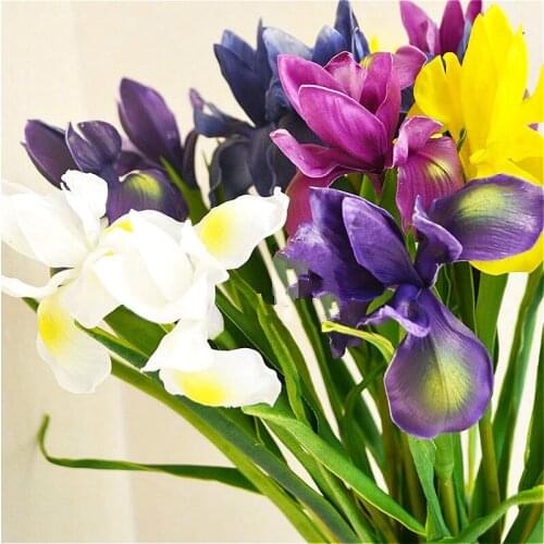 3pcs Artificial Iris Flowers Pu Material Have A Scent Fake Floweres Home Wedding Decoration