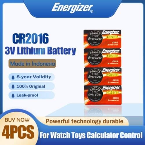 4PCS Energizer CR2016 CR 2016 3V Lithium Battery DL2016 ECR2016 Button Coin Cell Battery For Toy Watch Car Key Remote Calculator