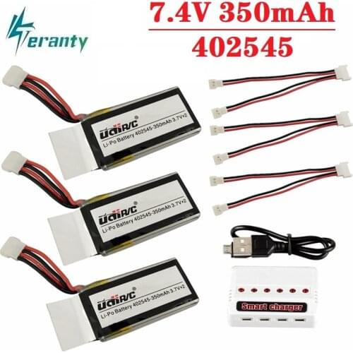 7.4V 350mAh Lipo Battery + Charger 402545 2S for U819 U819A U945A U919A RC Helicopter 3D Flip Drone RC Quadcopter Spare Parts