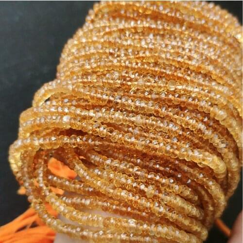 AAA LOOSE BEADS citrine yellow roundel faceted 3.5mm wholesale for DIY jewelry necklace 33cm