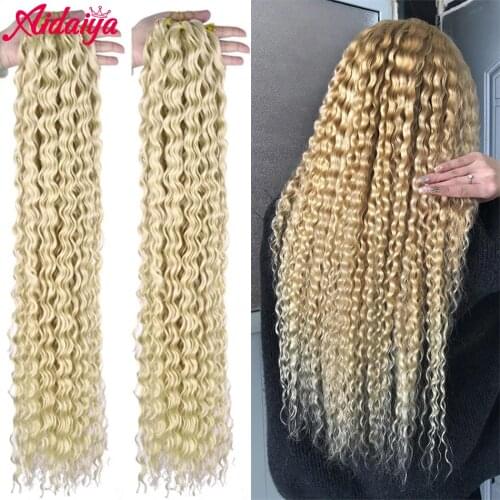 Aidaiya 32" Synthetic Ocean Wave Braiding Hair Extension Deep Wave Bundles Deep Twist Crochet Hair Synthetic Hair Ocean Weaving